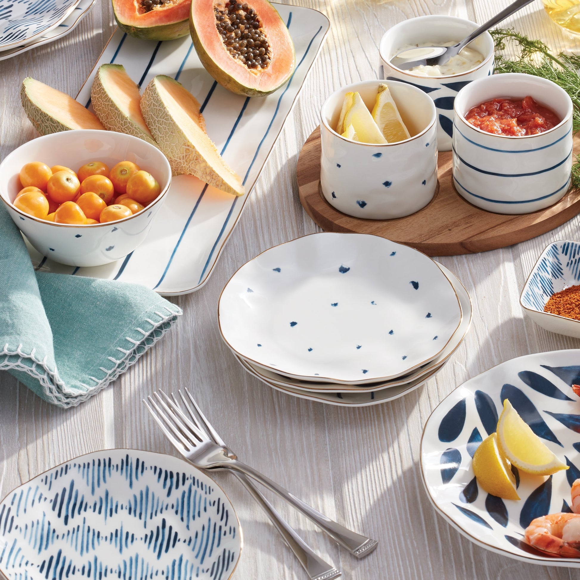 Blue Bay Tidbit Plates, Set of 4