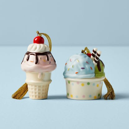 Personalized Ice Cream 2-Piece Ornament Set