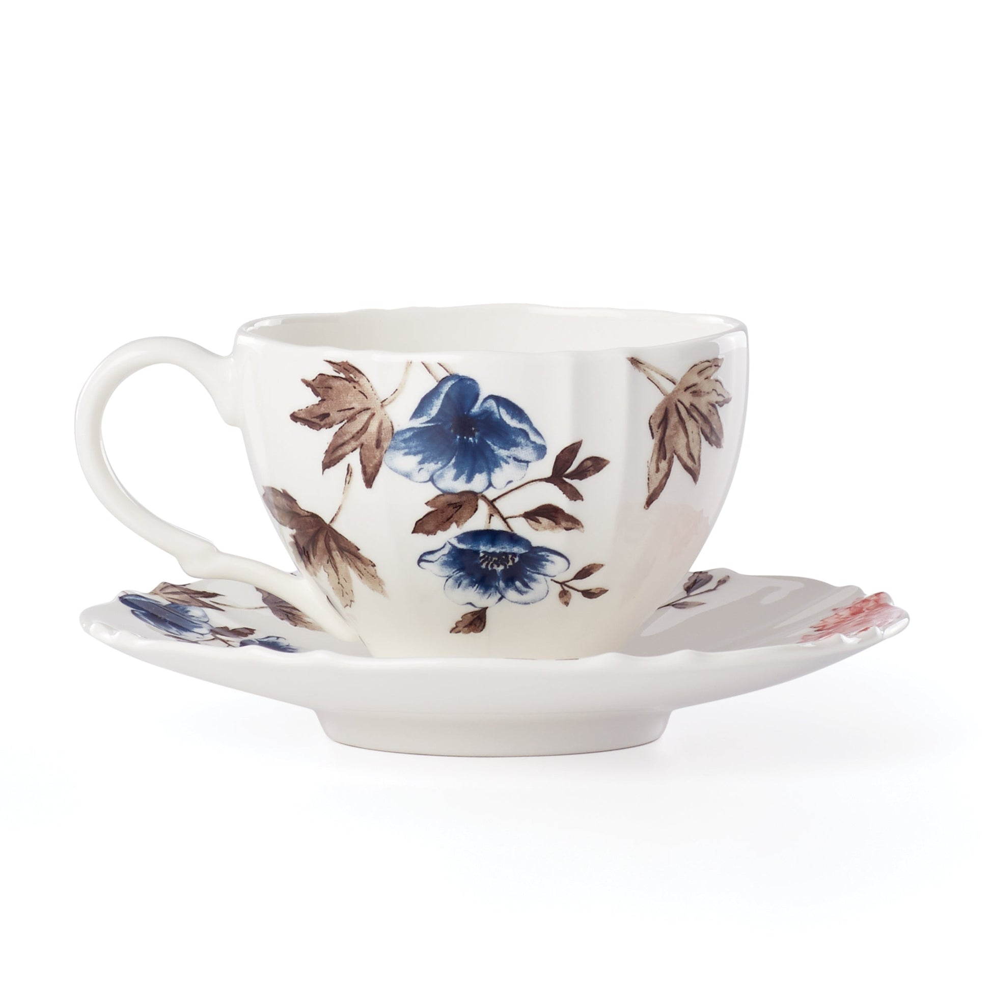 Sprig & Vine White Teacup & Saucer
