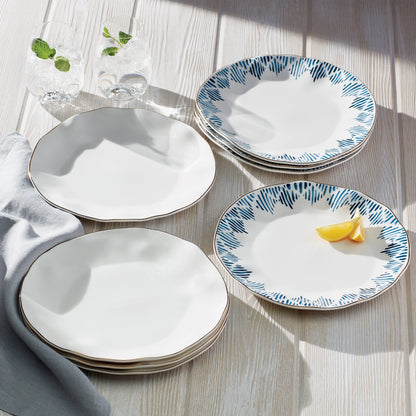 Blue Bay White Dinner Plates, Set of 4