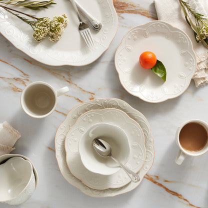 French Perle White 12-Piece Dinnerware Set