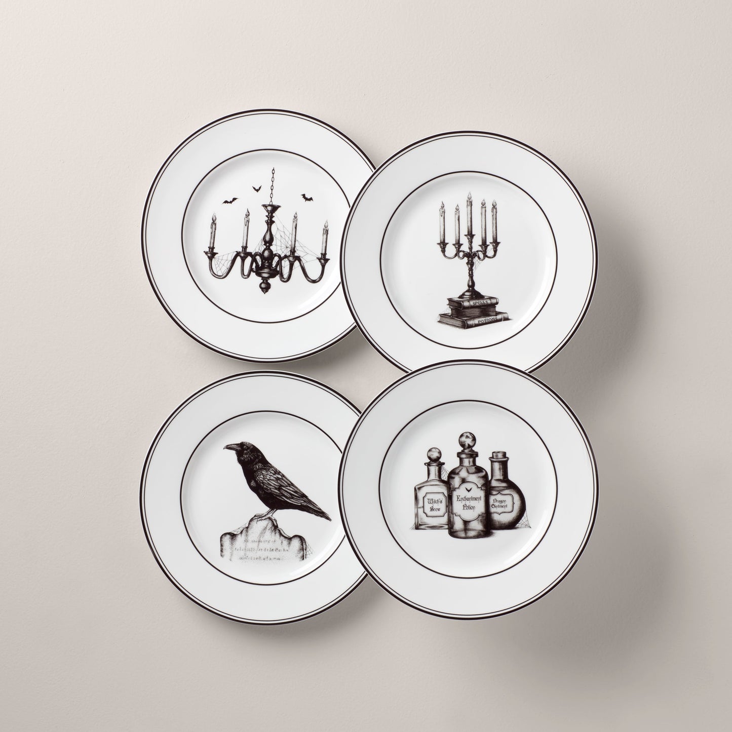 Vintage Halloween Dessert Plates, Set of 4