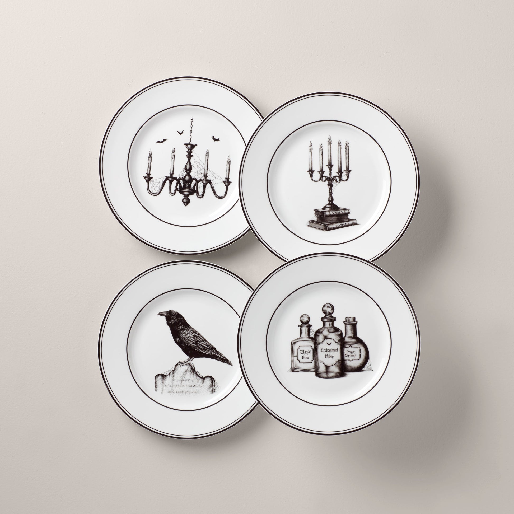 Vintage Halloween Dessert Plates, Set of 4