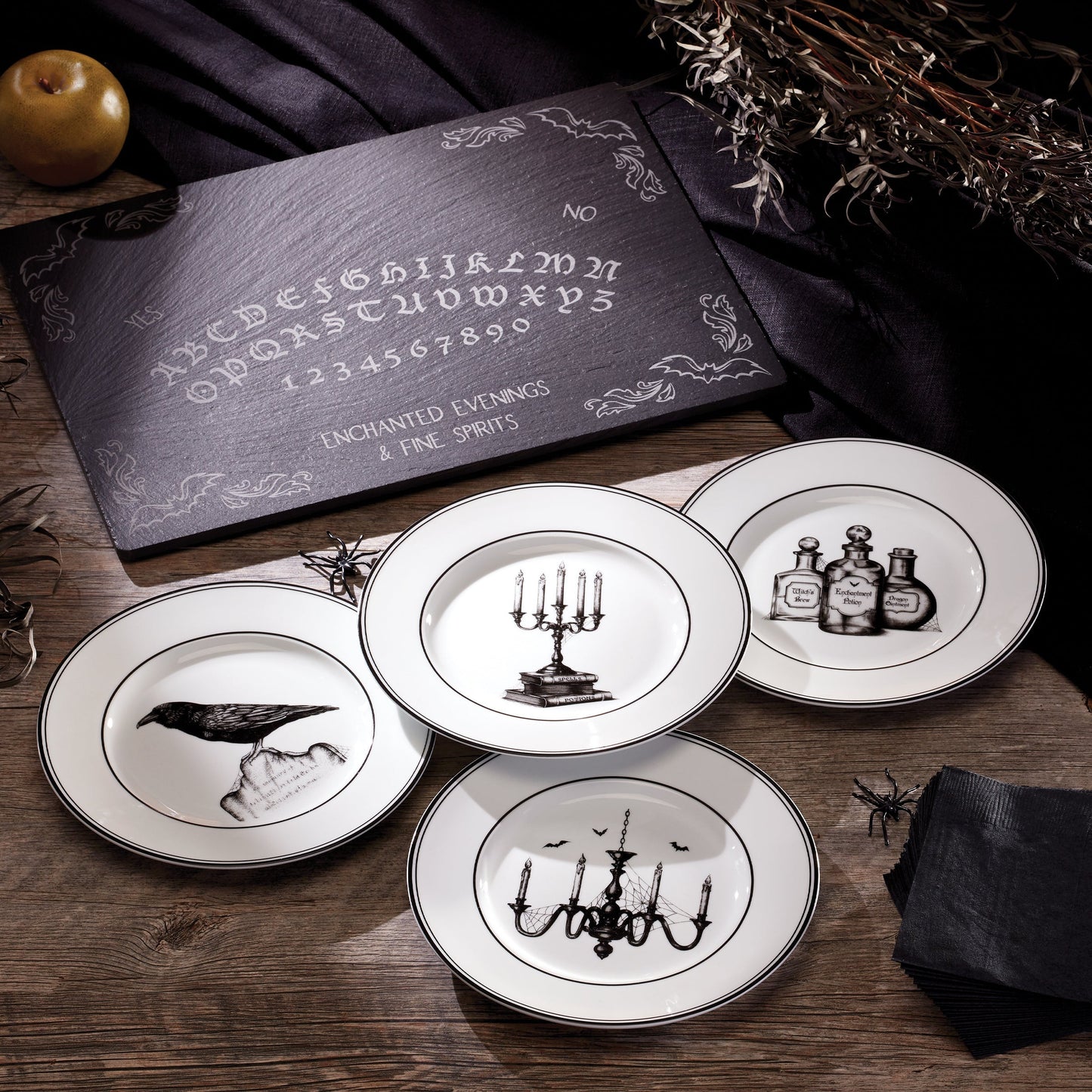 Vintage Halloween Dessert Plates, Set of 4