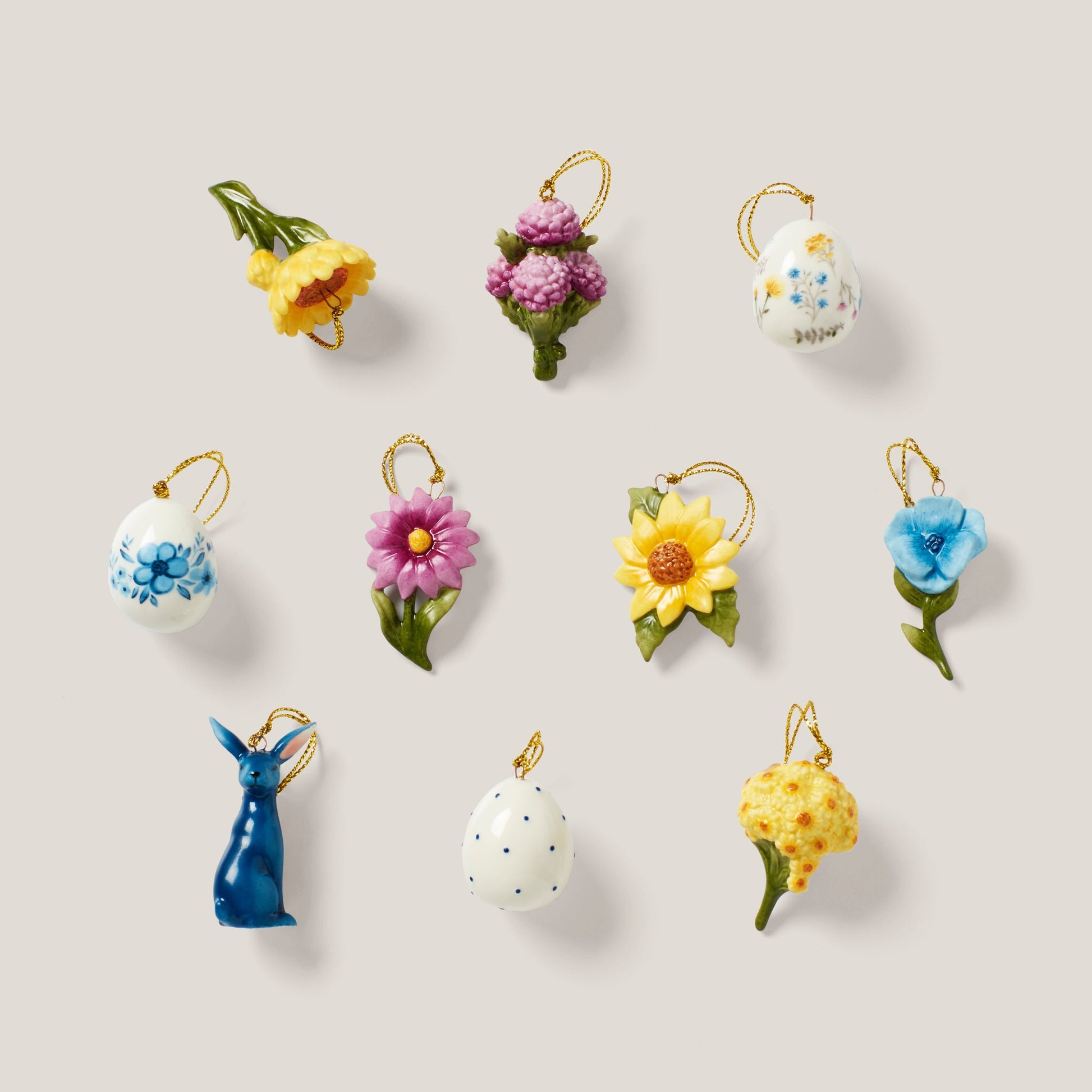 Floral Easter 10-Piece Mini Ornament Set