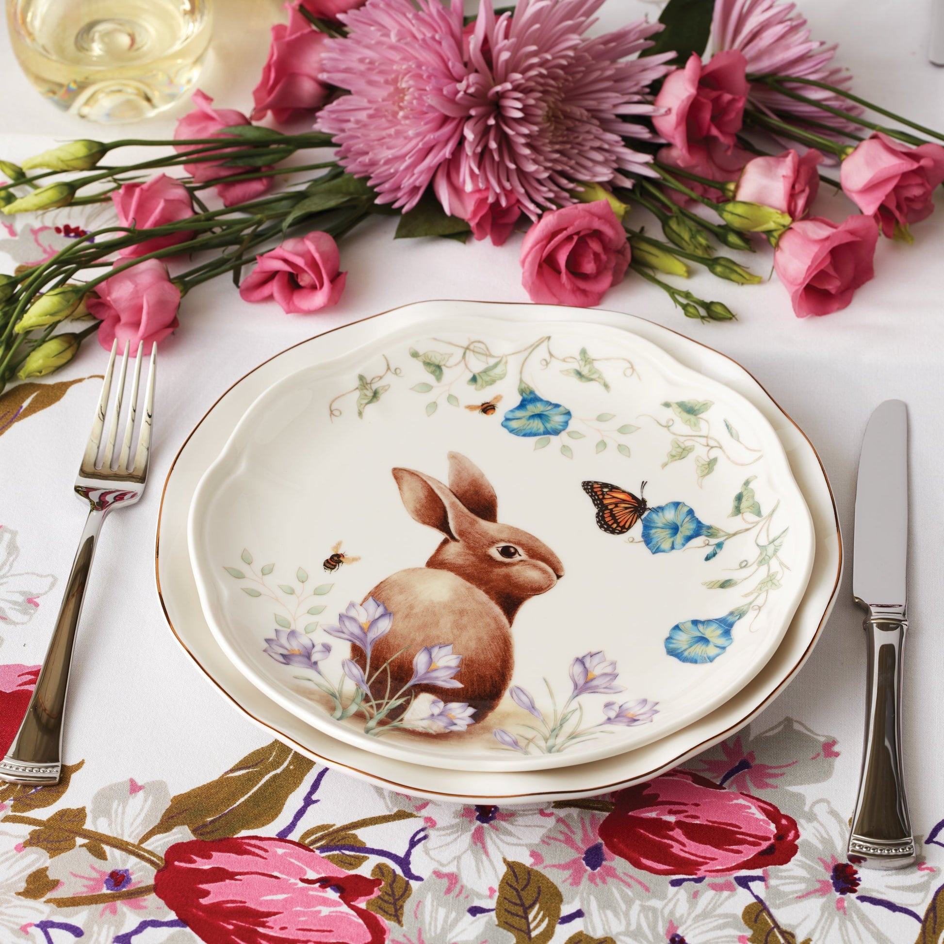 Butterfly Meadow Bunny Accent Plates, Set of 4