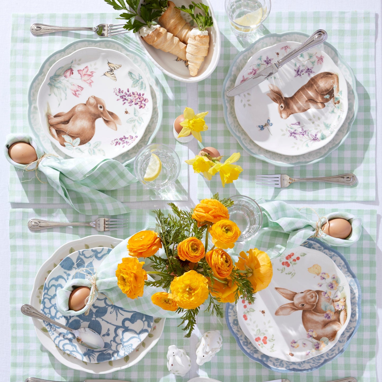 Butterfly Meadow Bunny Accent Plates, Set of 4
