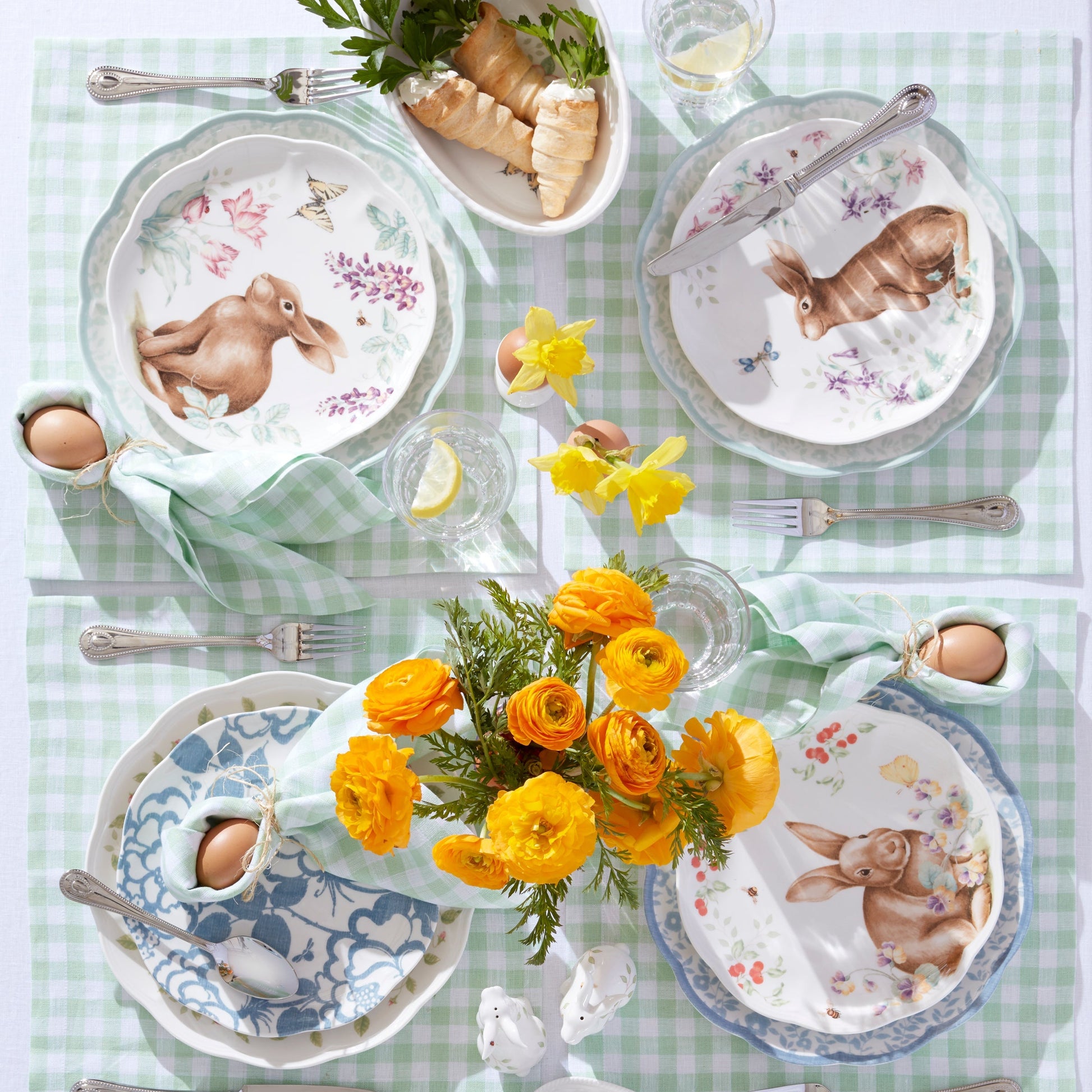 Butterfly Meadow Bunny Accent Plates, Set of 4