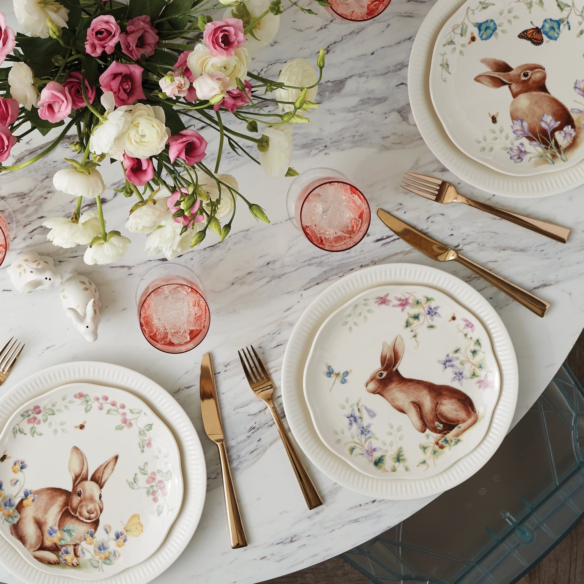 Butterfly Meadow Bunny Accent Plates, Set of 4