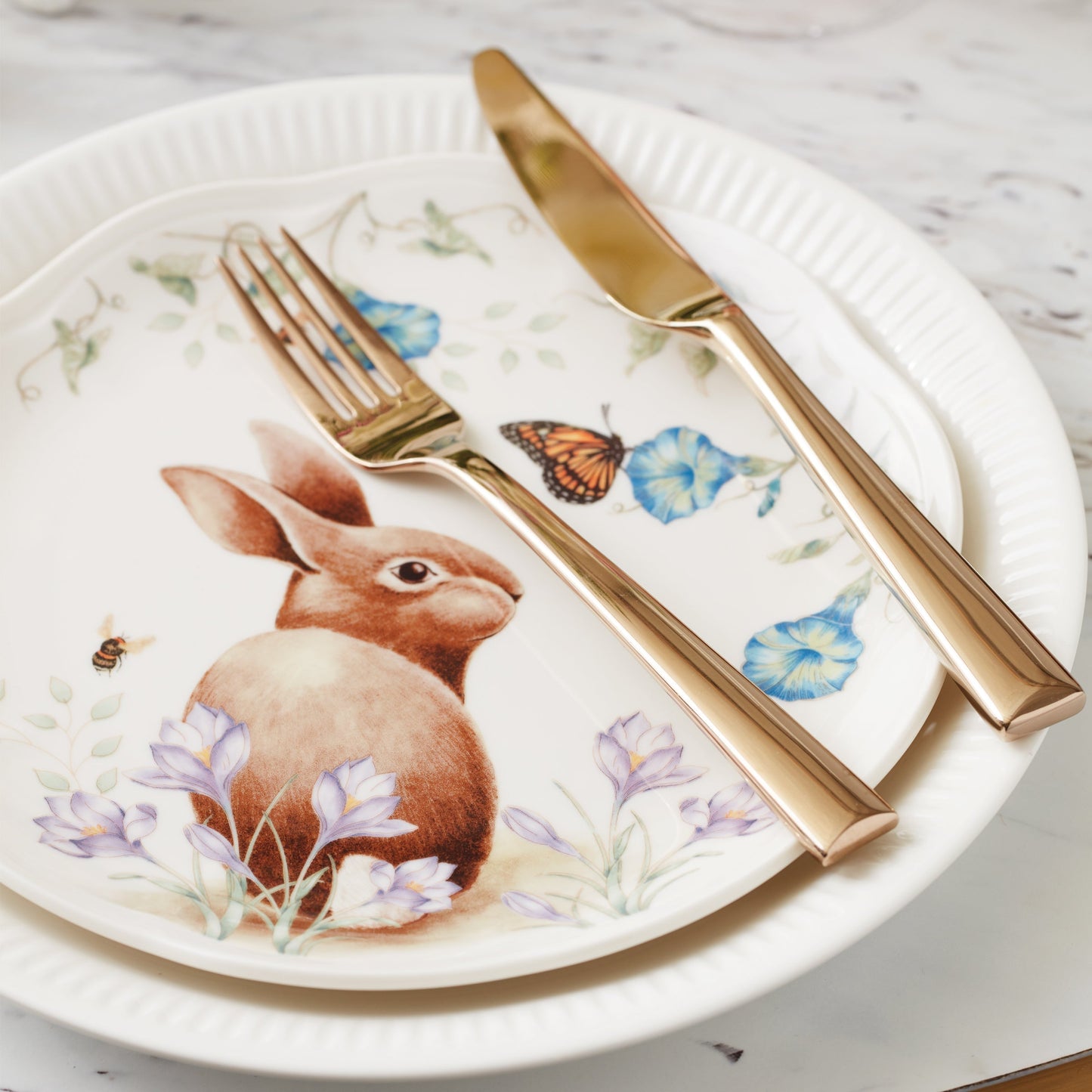 Butterfly Meadow Bunny Accent Plates, Set of 4