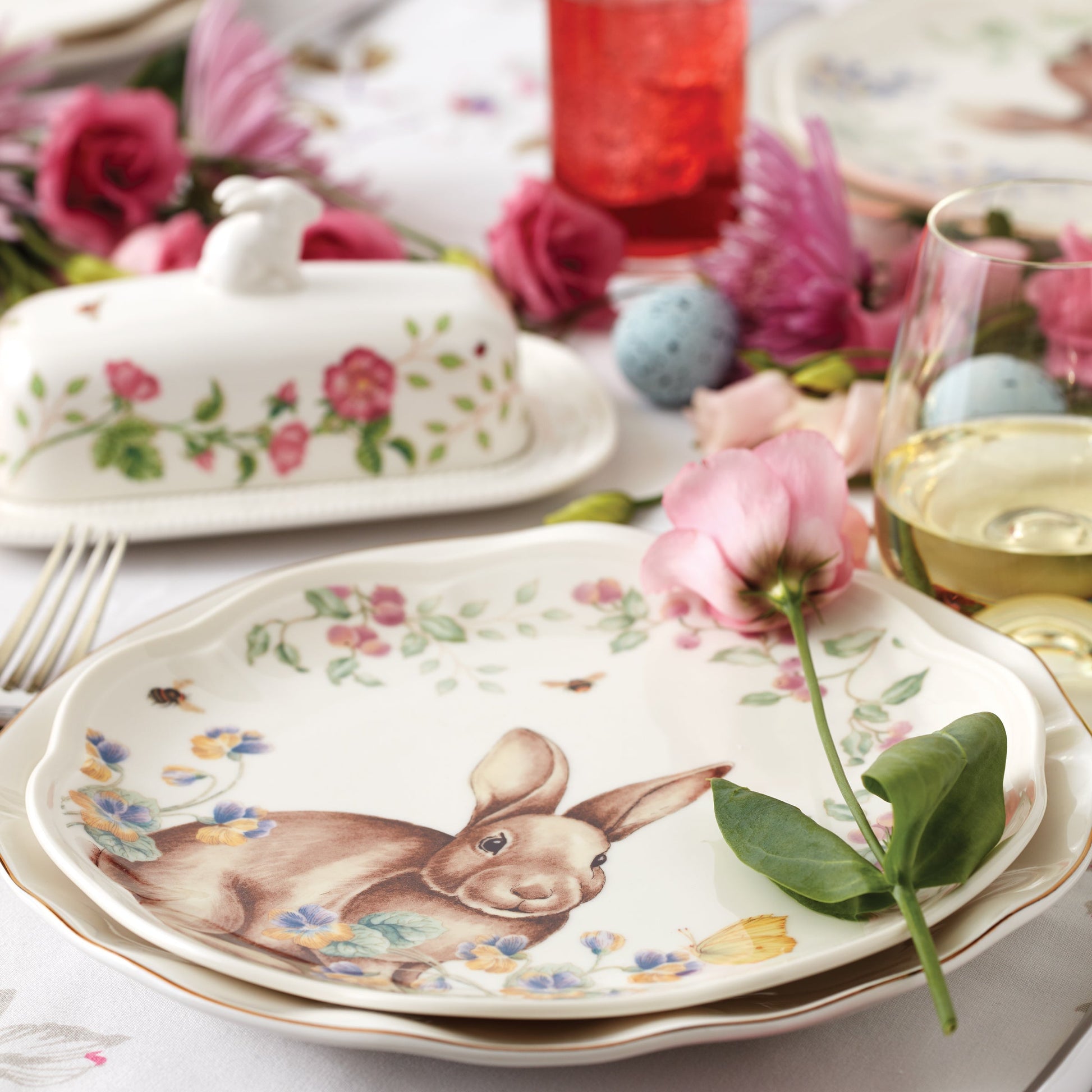 Butterfly Meadow Bunny Accent Plates, Set of 4