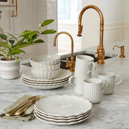 French Perle Scallop White 12-Piece Dinnerware Set