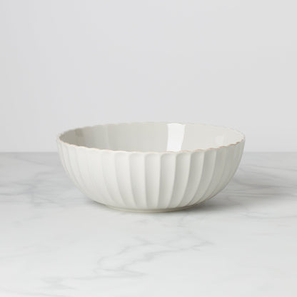 French Perle Scallop White Serving Bowl