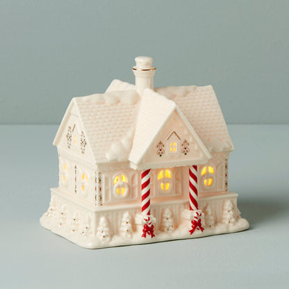 Mistletoe Park Light-Up Santa's Cottage Figurine