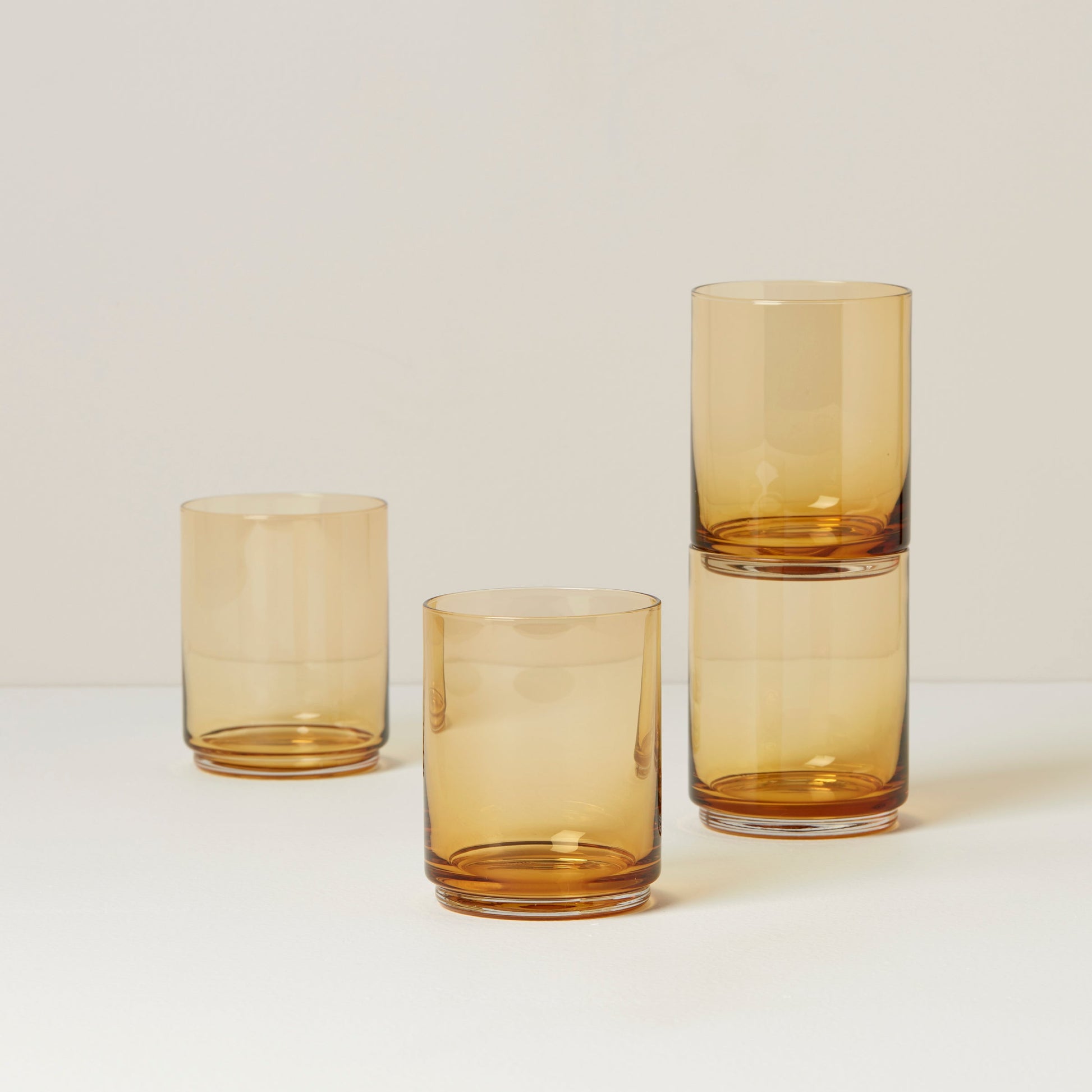 Tuscany Classics Stackable Amber Tall Glasses, Set of 4