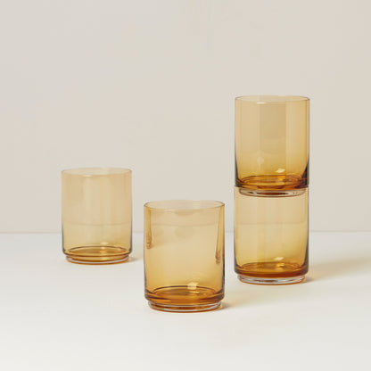 Tuscany Classics Stackable Amber Tall Glasses, Set of 4
