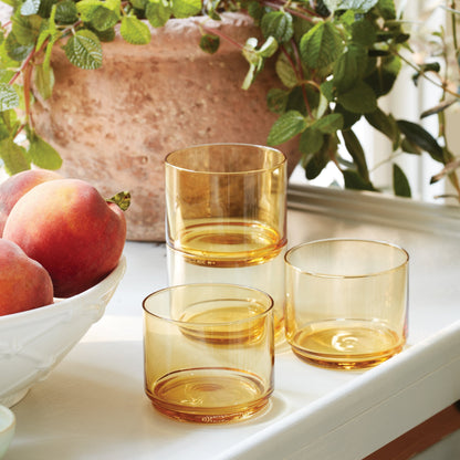 Tuscany Classics Stackable Amber Short Glasses, Set of 4
