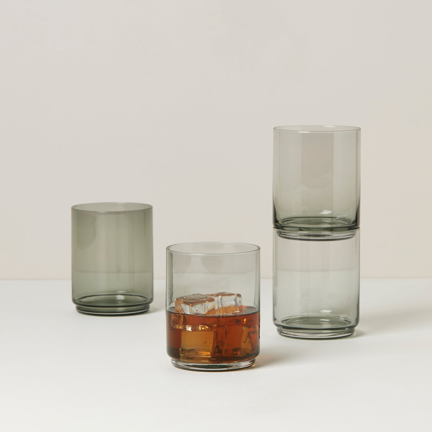 Tuscany Classics Stackable Smoke Tall Glasses, Set of 4