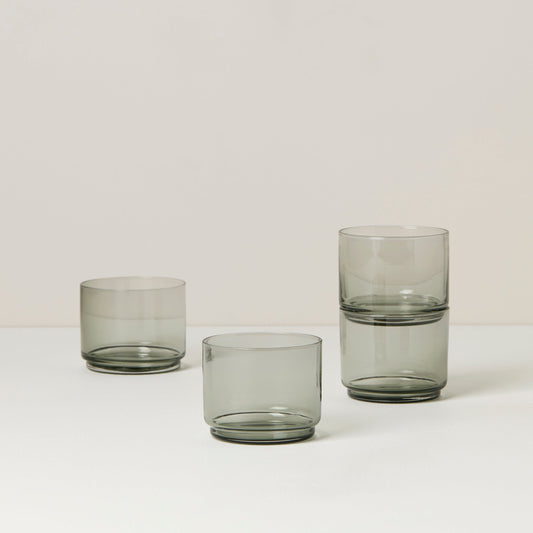 Tuscany Classics Stackable Smoke Short Glasses,  Set of 4