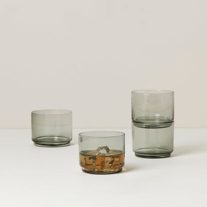 Tuscany Classics Stackable Smoke Short Glasses,  Set of 4