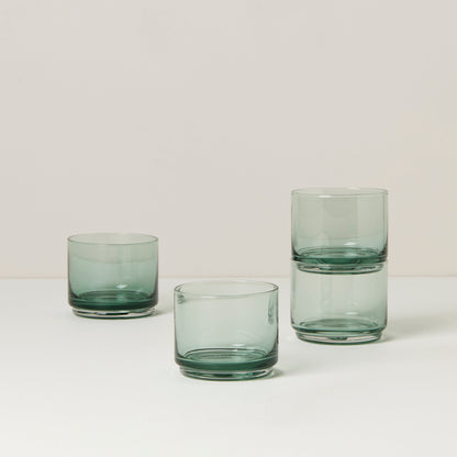 Tuscany Classics Stackable Green Short Glasses, Set of 4