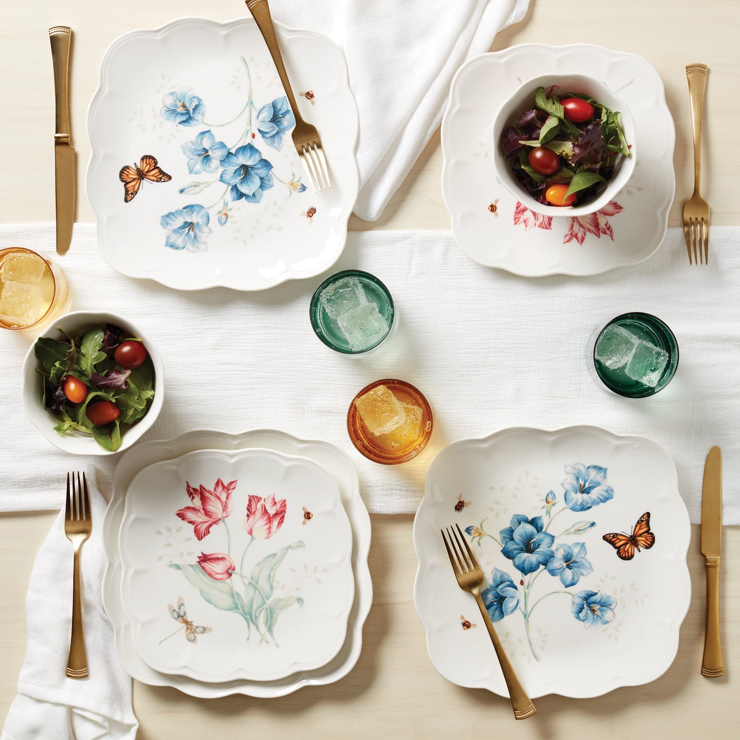 Butterfly Meadow Square Dinner Plates, Set of 4