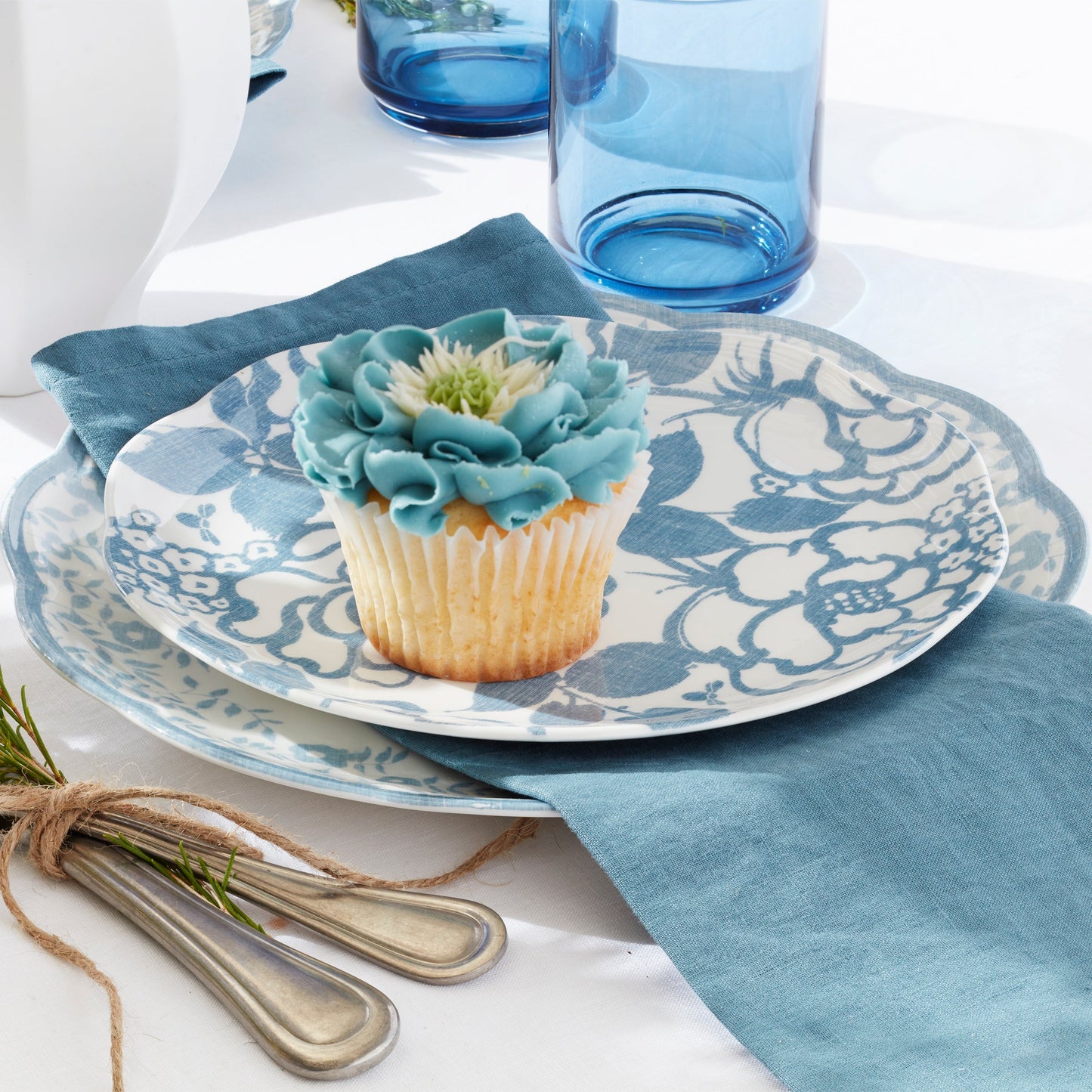 Tuscany Classics Stackable Blue Tall Glasses, Set of 4