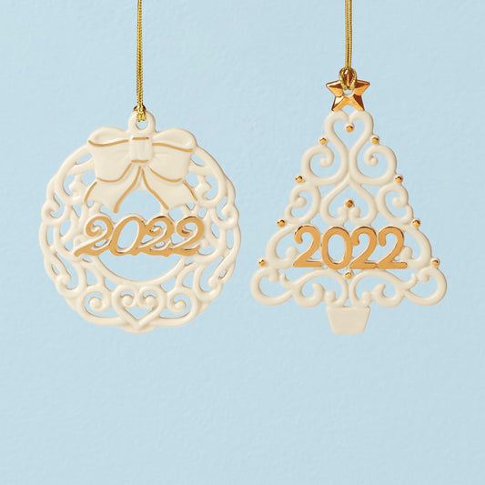 2022 Wreath & Tree 2-Piece Ornament Set