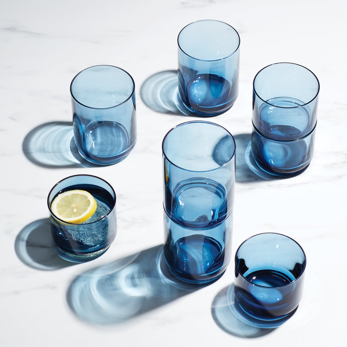 Tuscany Classics Stackable Blue Tall Glasses, Set of 4