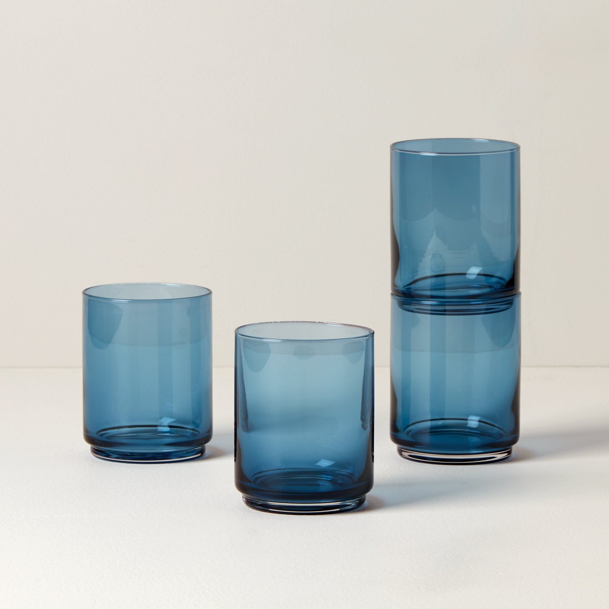 Tuscany Classics Stackable Blue Tall Glasses, Set of 4