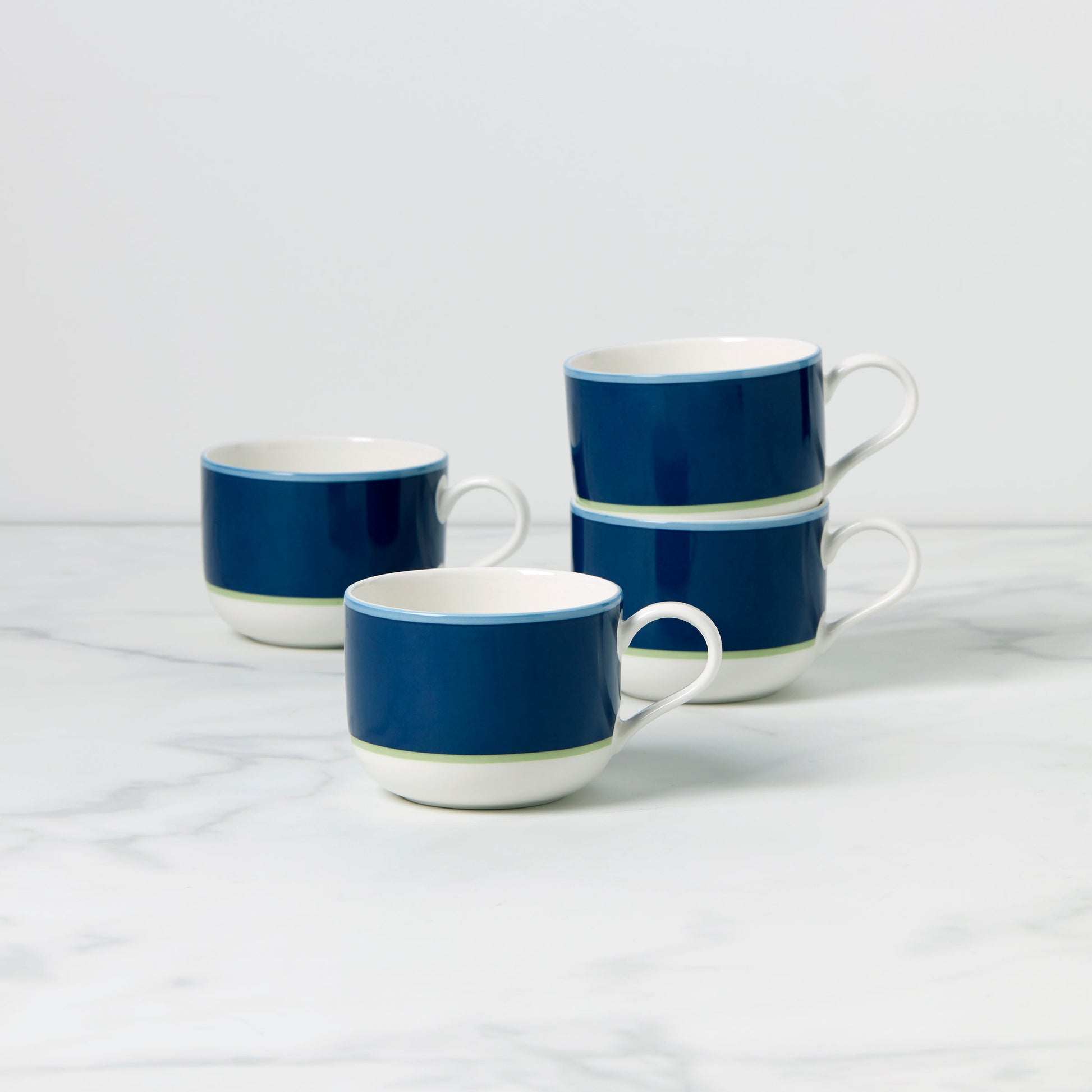 Make It Pop Navy & Green Mugs, Set of 4