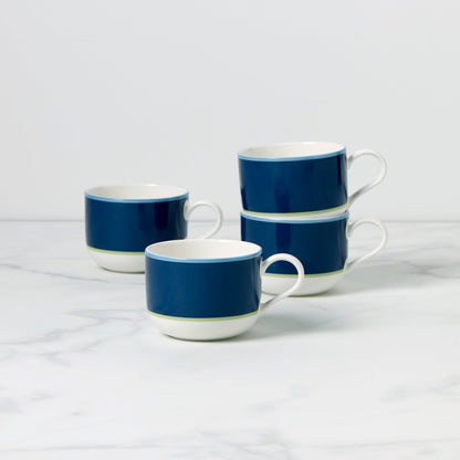 Make It Pop Navy & Green Mugs, Set of 4