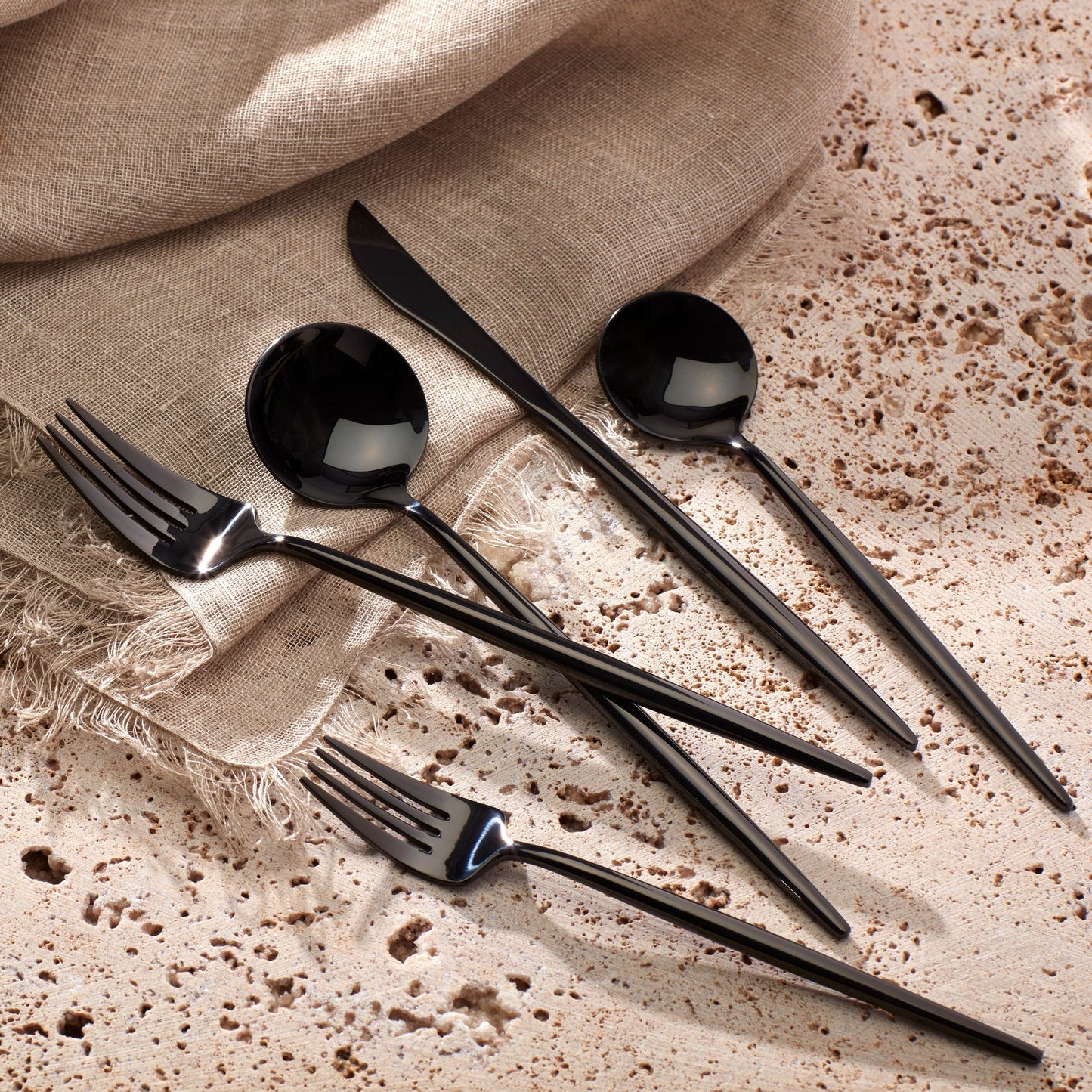 Zephyr Black Mirror 45-Piece Flatware Set