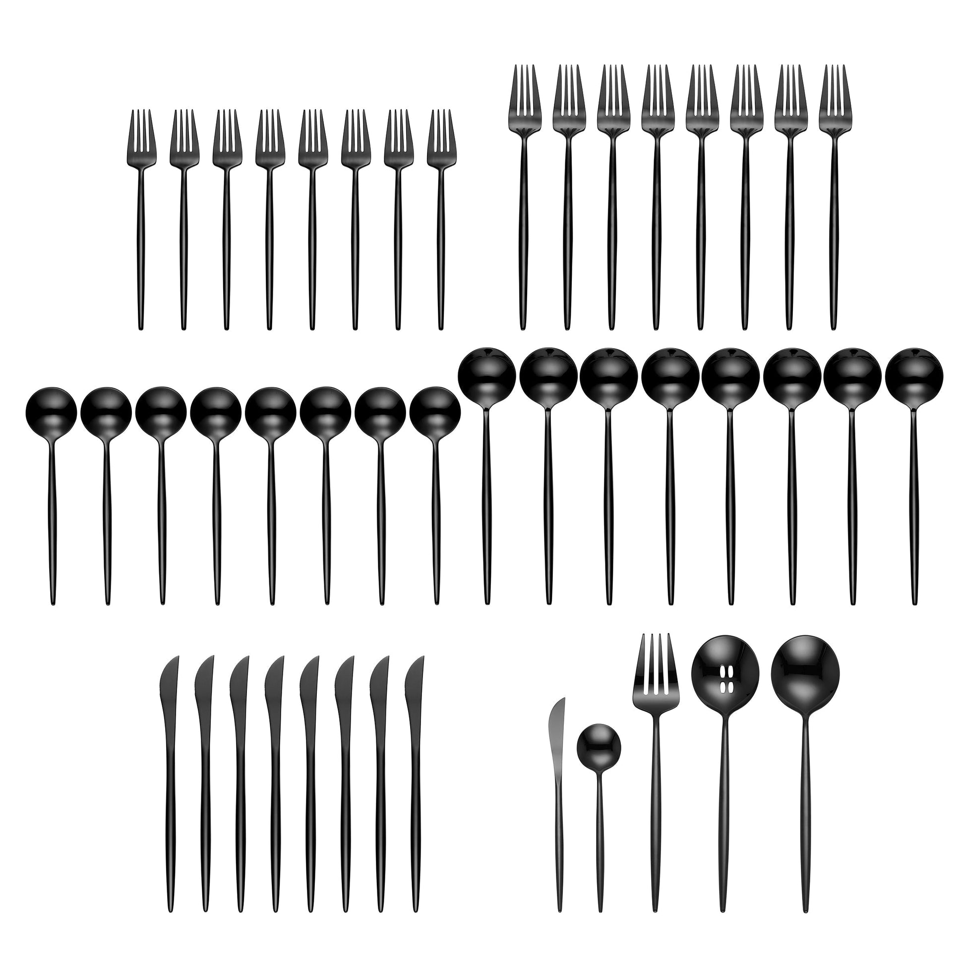 Zephyr Black Mirror 45-Piece Flatware Set