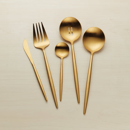 Zephyr Gold Satin 45-Piece Flatware Set