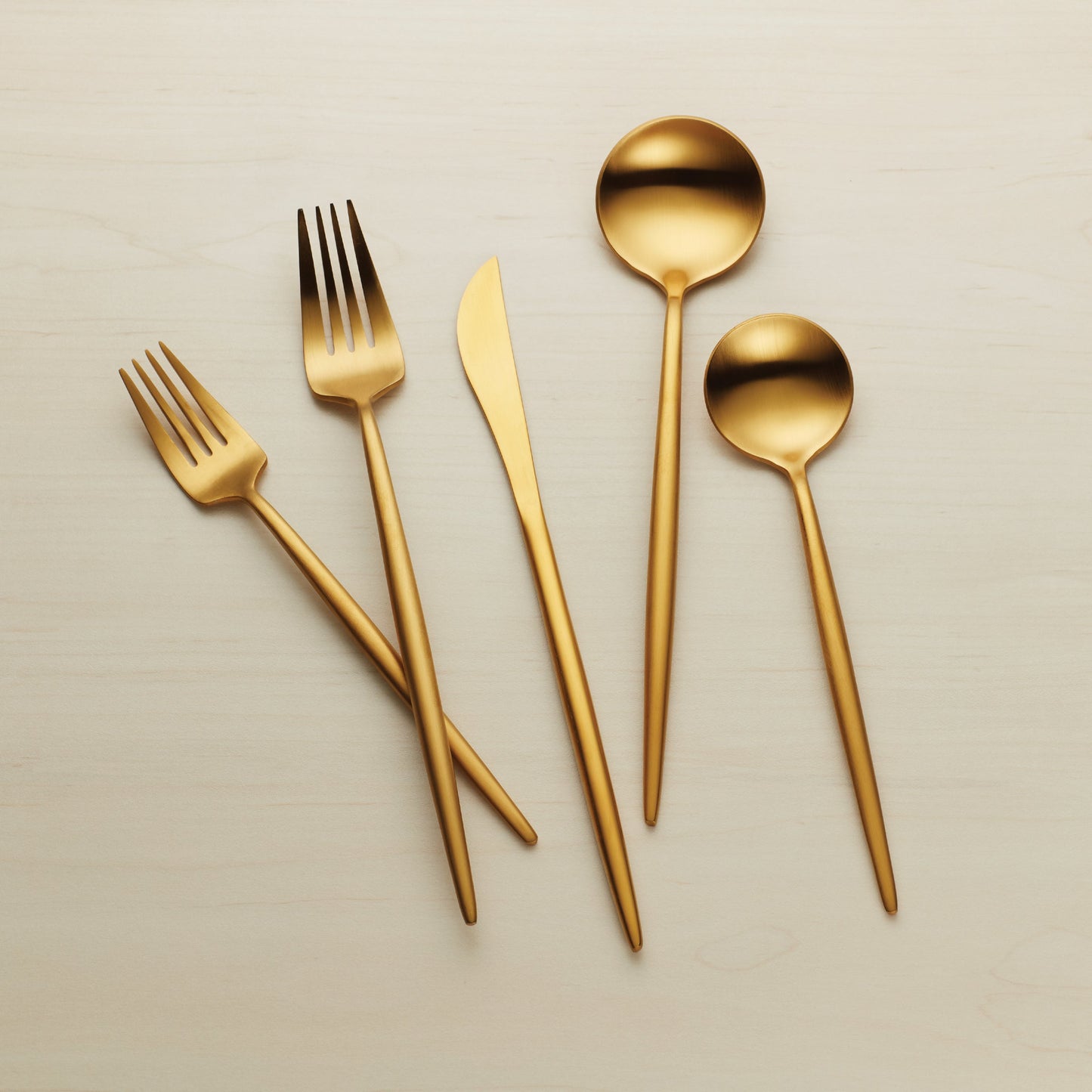 Zephyr Gold Satin 45-Piece Flatware Set