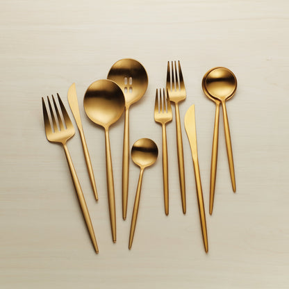 Zephyr Gold Satin 45-Piece Flatware Set