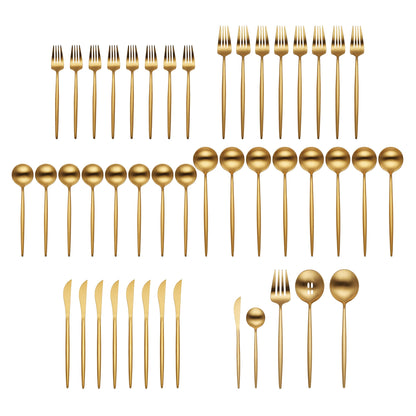 Zephyr Gold Satin 45-Piece Flatware Set