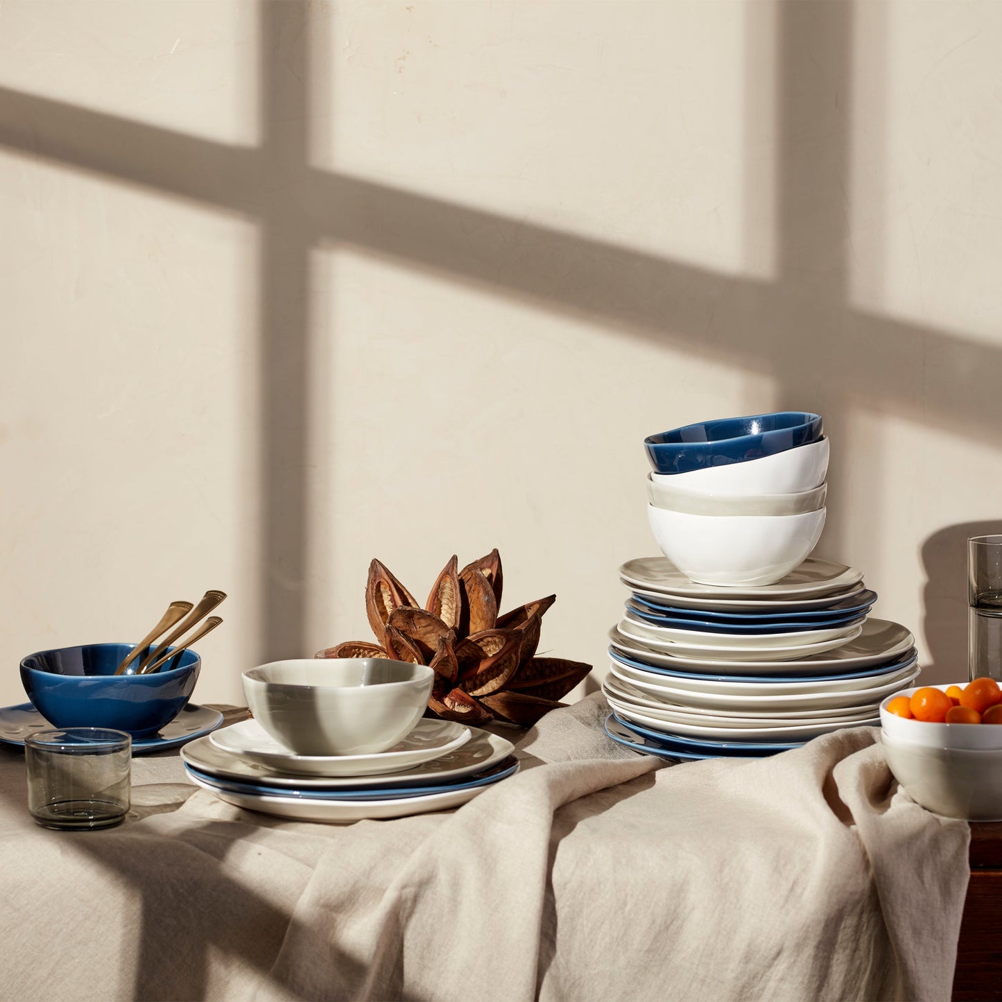 Bay Colors Grey 12-Piece Dinnerware Set