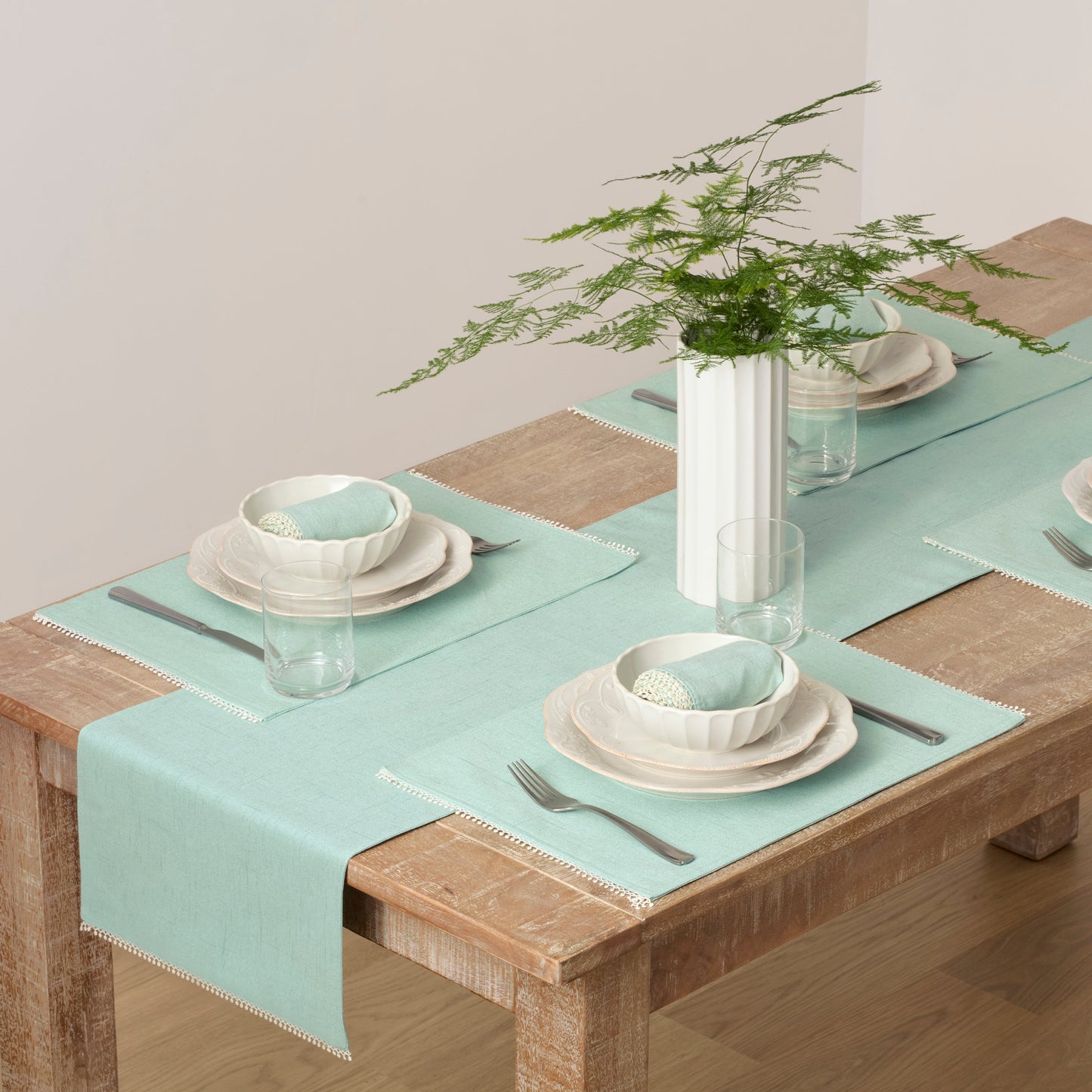 French Perle Ice Blue 14x70 Table Runner