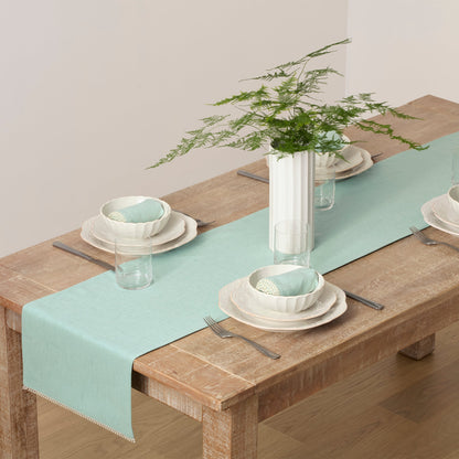 French Perle Ice Blue 14x70 Table Runner
