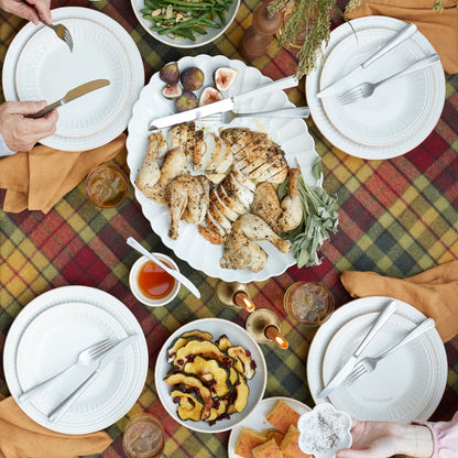 French Perle Groove White 12-Piece Place Setting