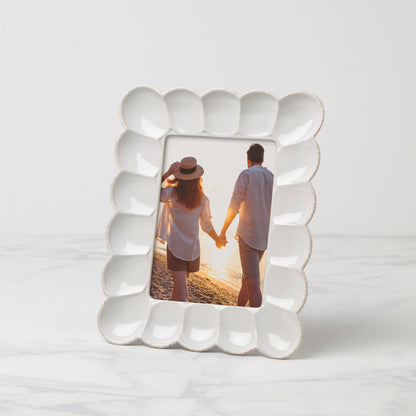 French Perle Scallop White 5x7 Photo Frame