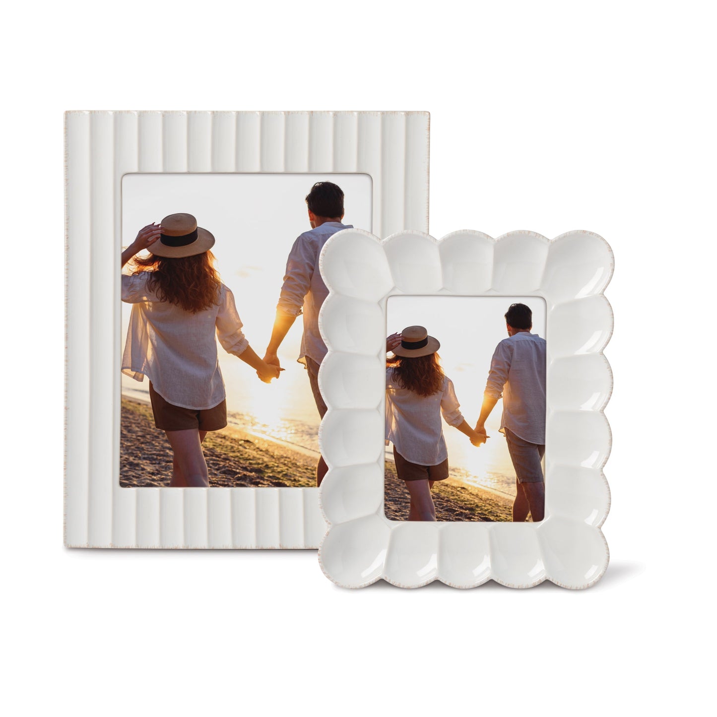 French Perle Scallop White 5x7 Photo Frame
