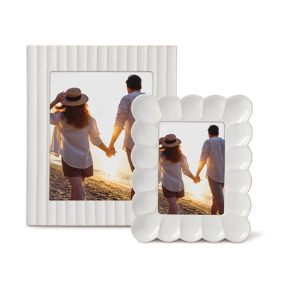 French Perle Scallop White 5x7 Photo Frame