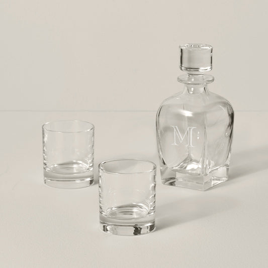 Personalized Tuscany Classics 3-Piece Whiskey Decanter & Glass Set
