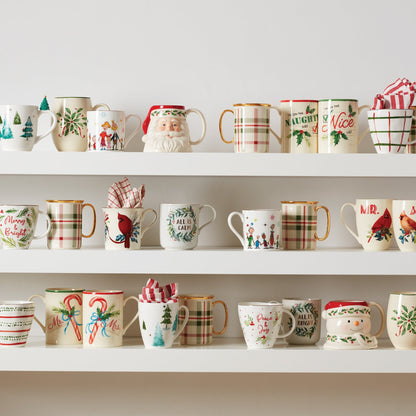 Holiday Plaid Mugs, Set of 4