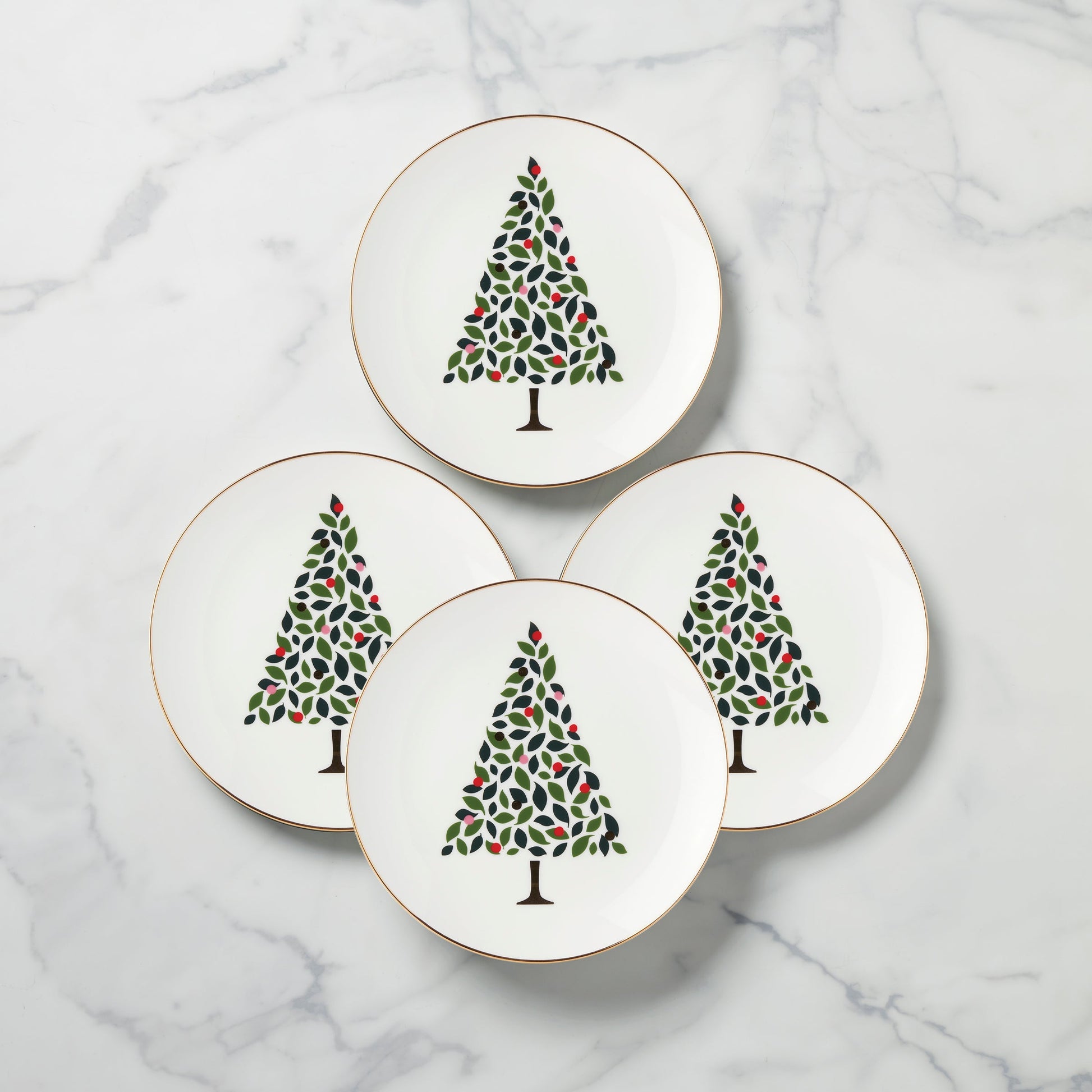 Evergreen Accent Plates, Set of 4