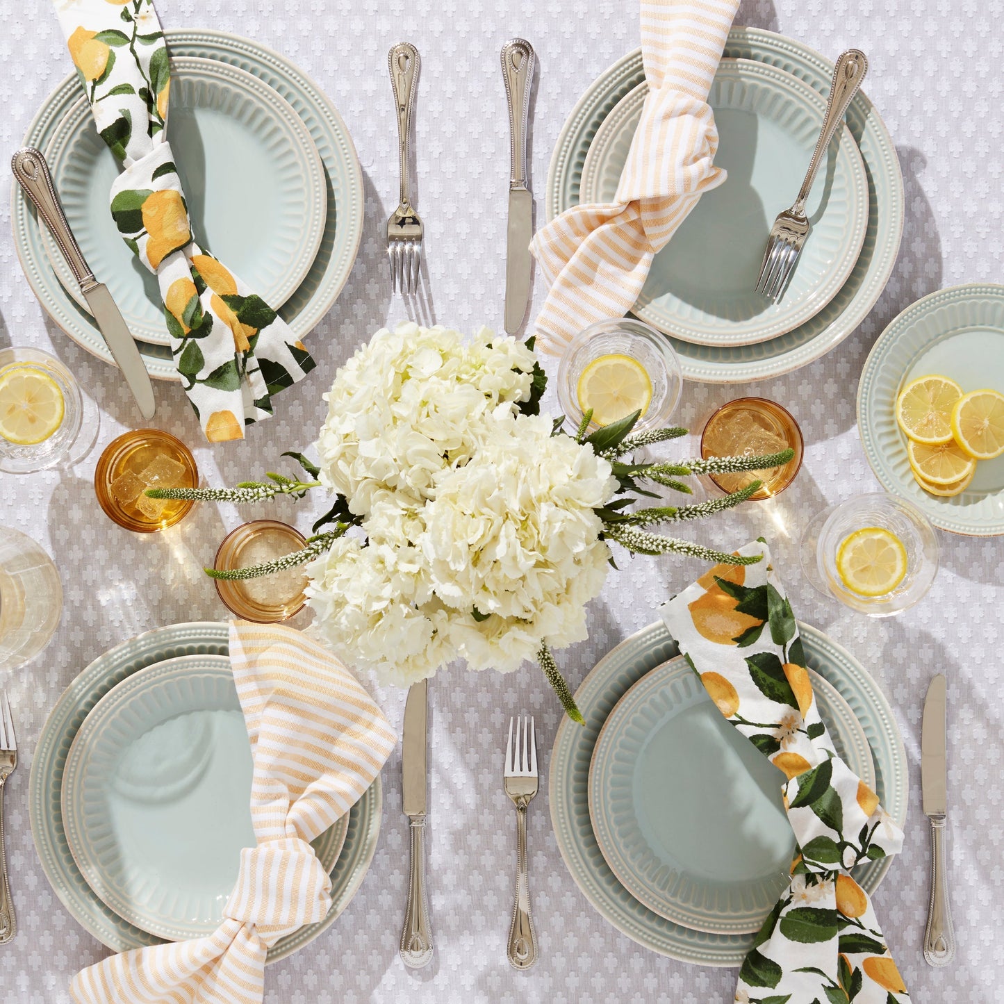 French Perle Groove Ice Blue 12-Piece Place Setting