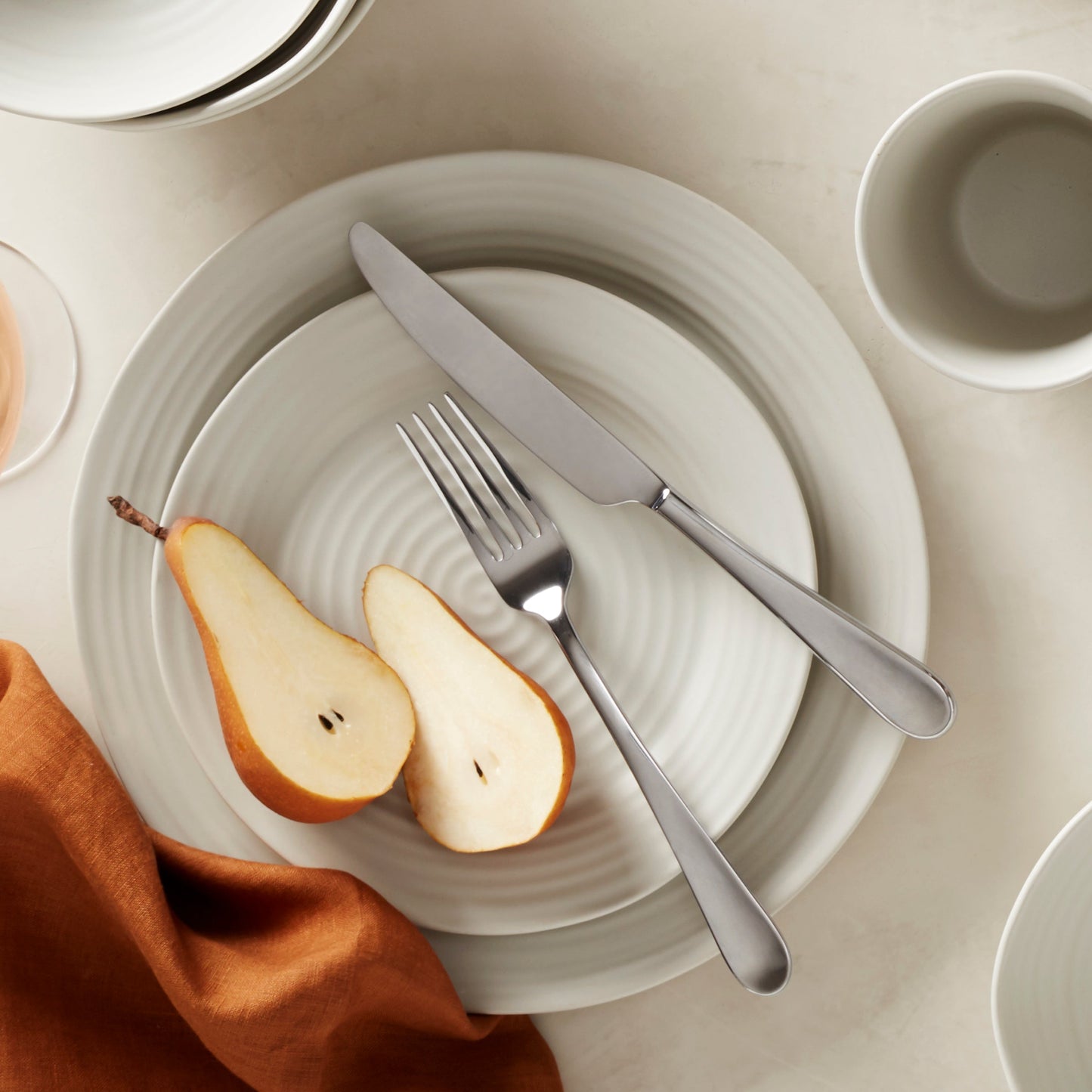 Ridge White 12-Piece Dinnerware Set